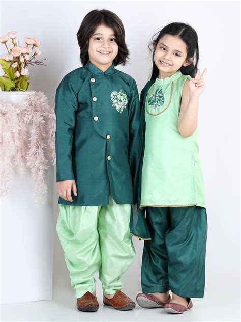 BownBee Sibling Hand Embroidered Sherwani Dhoti for Boys Kurti Salwar ...