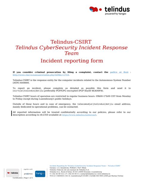 Telindus-CSIRT Incident Reporting . Telindus-CSIRT Incident Reporting ...