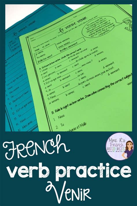 French verb venir & recent past worksheets VENIR CONJUGAISONS & PASSÉ ...