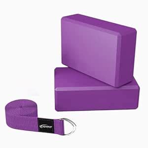 JoyFit Yoga Blocks Set of 2 with Yoga Belt | High-Density EVA Foam Yoga ...