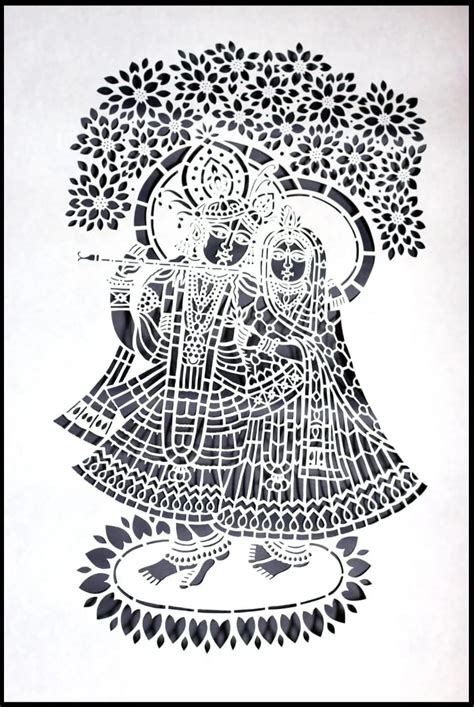 Buy Sanjhi Painting | Radha Krishna | Spiritual art | Wall painting