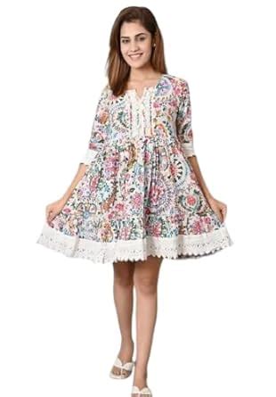 Buy Stonewall Women's Printed Geometrical Design Rayon Round Neck with ...