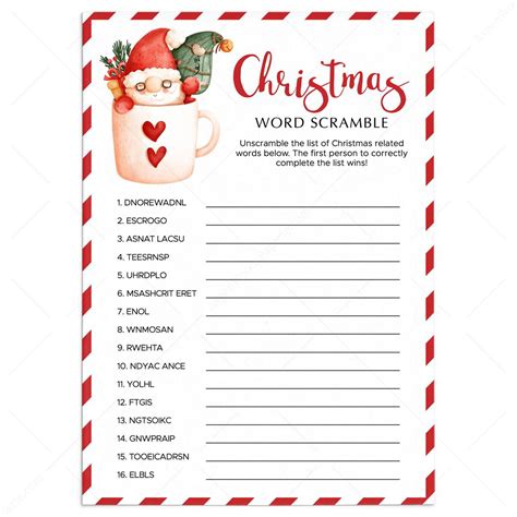 Christmas Word Scramble Answers Free Printable Christmas Word Scramble