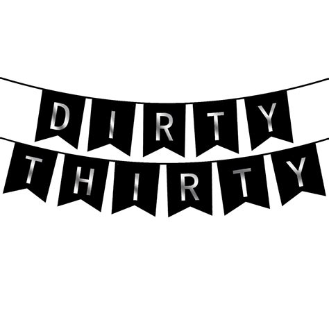 Buy Dirty 30 Birthday Decorations - Black & Gold Glitter Banner - 30th ...