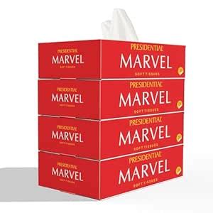 Presidential Premium Marvel Facial Tissues | 2-Ply, Pack of 4 | 200 ...