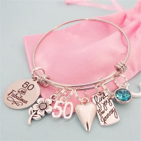 50th Birthday Charm Bracelet, Gift for Woman Turning 50, 50th Birthday ...