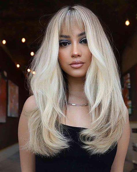 Long Straight Blonde Hair With Bangs