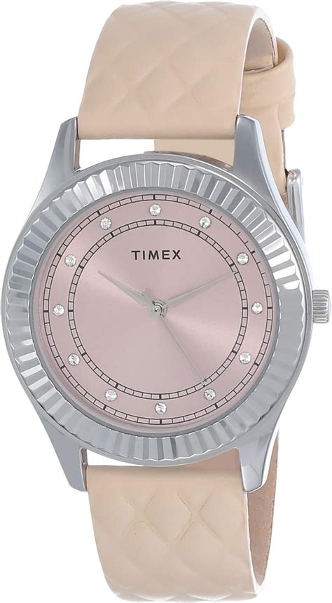 Helix TIMEX Leather Analog Women's Watch-Tw031Hl08 (Rose Gold Dial Pink ...