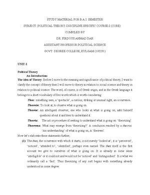 Sovereignty Meaning and Theories - NOTES Subject: Political Science-I ...