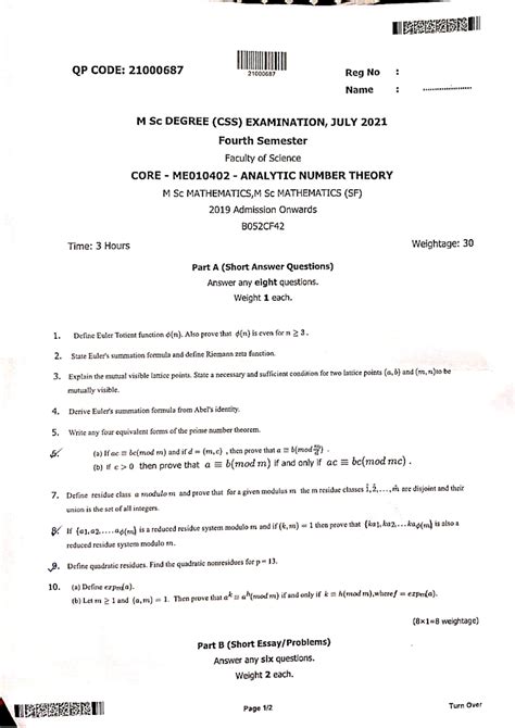 Analytic Number Theory 21000687 - Mathematics: Analysis and Approaches ...