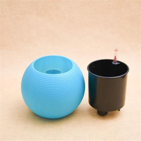 Buy 4.9 inch (12 cm) GW 01 Self Watering Round Plastic Planter (Blue ...