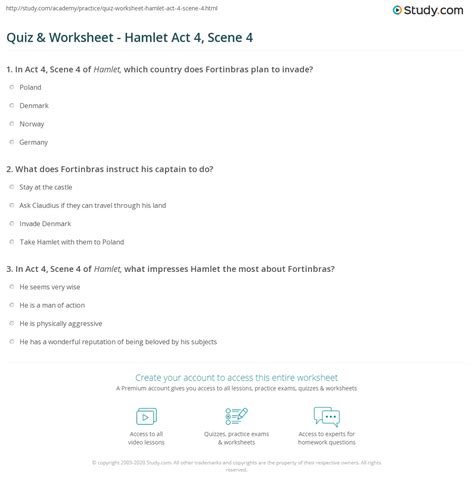 Quiz & Worksheet - Hamlet Act 4, Scene 4 | Study.com
