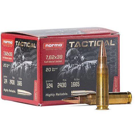 Norma USA Tactical 7.62x39 mm 124-Grain Rifle Ammunition - 20 Rounds ...