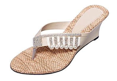 Buy Step Zone Women's Off-White Synthetic Wedge Sandals_3 UK at Amazon.in