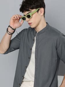 R.Code by The Roadster Life Co. Men Solid Casual Grey Shirt - Buy R ...