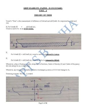 UNIT 9 Derivation of Ship Stability Formulae (UG21T4402) - Studocu