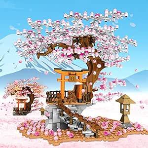 Sakura Tree House Construction Toy Sets with Lights, Inari Shrine ...