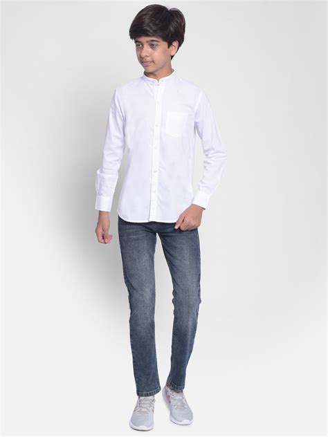 White Mandarin Collar Shirt – Crimsoune Club