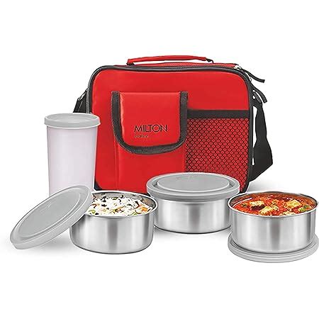 Buy MILTON New Steel Combi Lunch Box, 3 Containers and 1 Tumbler with ...