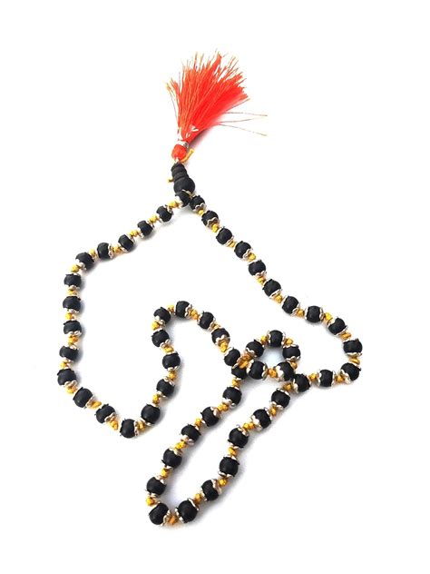 KC PRODUCTS® Natural Ebony Wood Silver Cap Knotted Mala Karungali ...