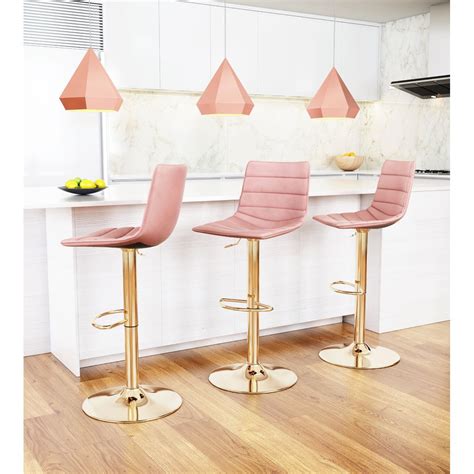 ZUO Prima Bar Chair Pink & Gold - Walmart.com