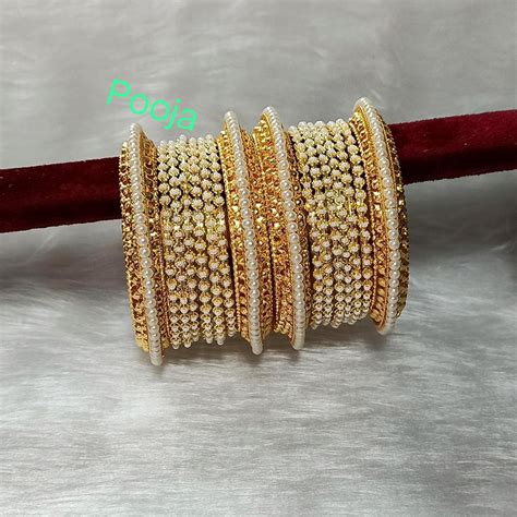 Pooja Bangles Gold Plated Pearl Bangles Set – JewelEMarket