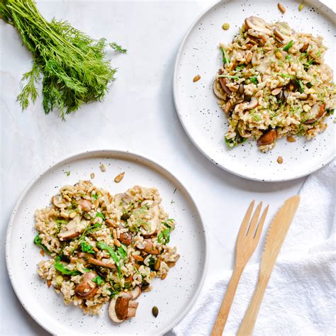 Oat rice with chestnut mushrooms - Anne Travel Foodie