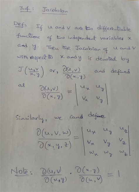 Module 2.4 Jacobian and 2.5 FD - 3 : Jacobian Def: If u and V are two ...
