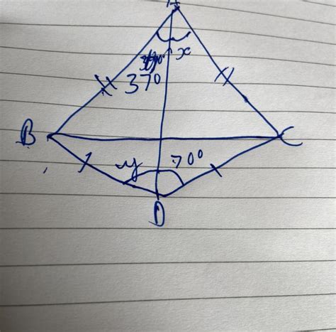 In the given figure, AD is perpendicular bisector to BC, find x and y ...