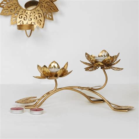Buy Majestic Lotus Tealight Stand- Set Of 2 from Home Centre at just ...