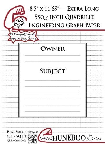 Buy Engineering Graph Paper (630pages/White): 5Sq/Inch (1/5") Quadrille ...