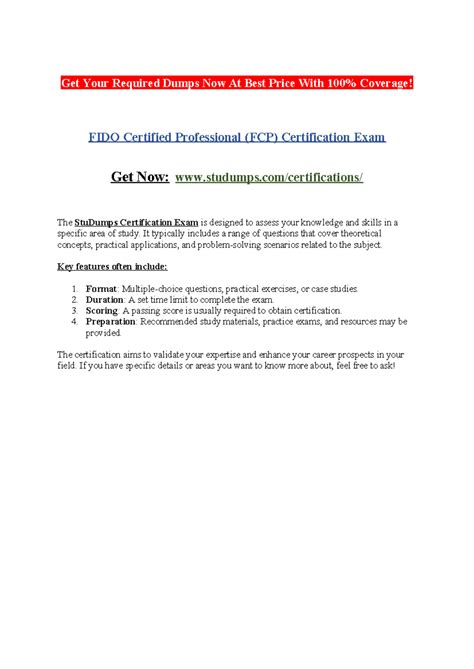 FIDO Certified Professional (FCP) Certification Exam - Get Your ...
