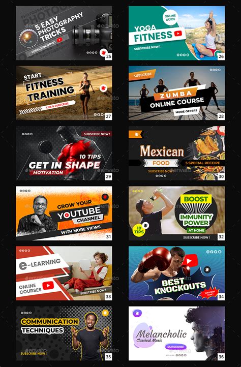 50 Multipurpose YouTube Thumbnail Templates • Best PSD design