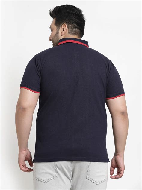 plusS Men Plus Size Navy Blue Polo Collar T-shirt – pluss.in