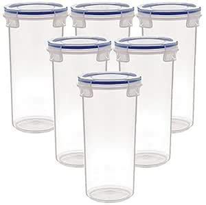 Kuber Industries Virgin Plastic klick Big Glass 6 Piece Transparent ...