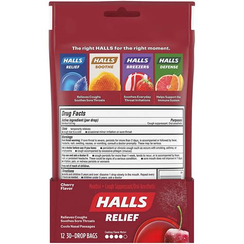 Buy HALLS Relief Cherry Flavor Cough Drops, 30 Count (Pack of 12 ...