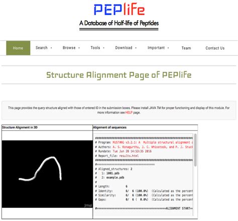 PEPlife: Help Page for Structure Alignment