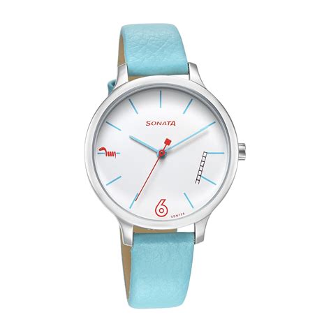 Fastrack Women Leather Analog White Dial Casual Watch, Band Color-Blue ...