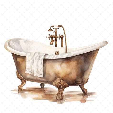 19 High-quality Antique Bath Tub Clipart - Bath Tub Digital Watercolor ...