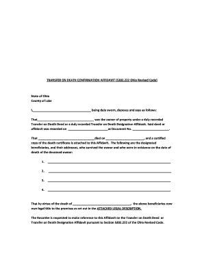 2010 Form OH Transfer on Death Confirmation Affidavit - County of Lake ...