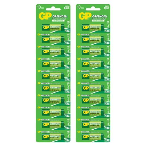 GP Batteries Extra Heavy Duty Batteries - 20 Pcs/ 2card (Greencell) (AA ...