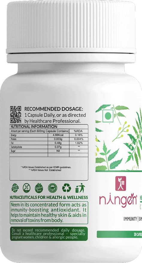 Buy NINGEN NEEM OIL CAPSULES FOR IMMUNITY SKIN DETOXIFICATION - 30 VEG ...