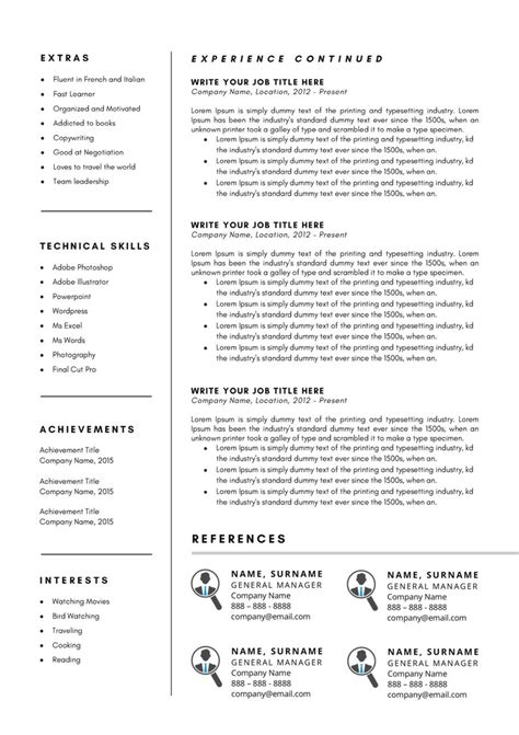 Buy Michelle Modern Resume Template / CV Template Cover Letter Online ...