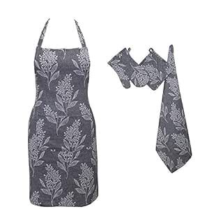 Buy Oasis Home Collection Cotton Apron, Glove & Pot Holder Set - Floral ...