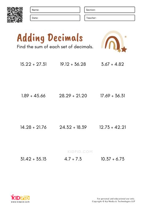 Worksheetcloud Adding Decimals 的图像结果