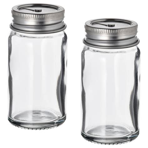 CITRONHAJ salt and pepper shakers, clear glass/stainless steel, 8 cm (3 ...