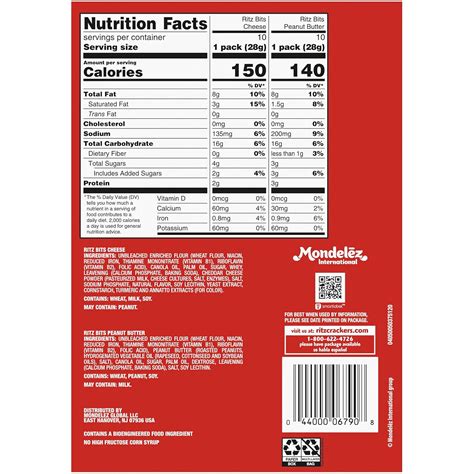 Ritz peanut butter cracker sandwiches nutrition facts - lasopaconnect