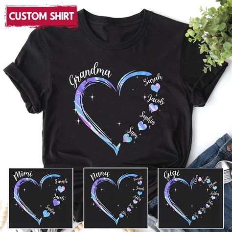 Personalized Grandma With Grandkids Names Hearts Shirt, Customized ...