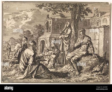 Job on the manure heap, surrounded by his wife and friends Stock Photo ...