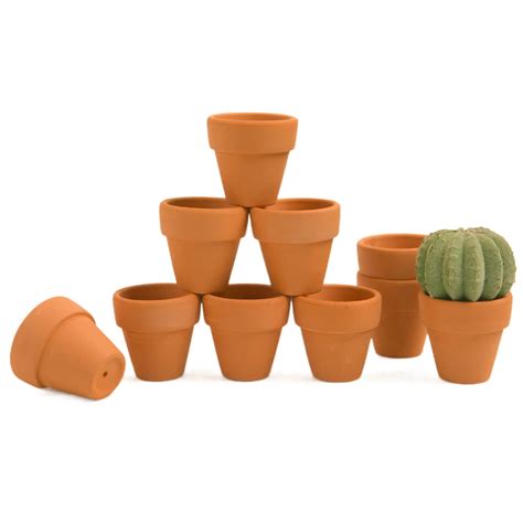 Fcacti 1.5 Inch Terracotta Pots Pack of 10 - Mini Clay Pot with ...